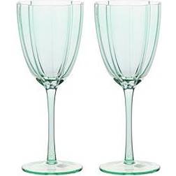 Hestia Scallop Set Of 2 Green Wine Glass
