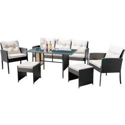 Swing & Harmony Seating Black Outdoor Lounge Set, 1 Table incl. 2 Chairs & 1 Sofas