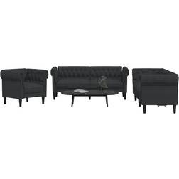 vidaXL Soffgrupp 3 Delar Svart Tyg Soffa 201.5cm 3st