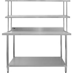 MonsterShop 5ft Catering Bench With Double Over-Shelf Trolley Table