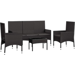 vidaXL 319502 Black Loungesæt, 1 borde inkl. 2 stole & 1 sofaer