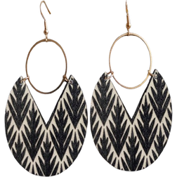 Shein 1pair Fashionable Wooden Leaf Shaped Earrings For Women