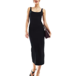 Bershka Scoop Neck Midaxi Dress - Black