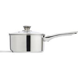 Dunelm Essentials Stainless Steel Saucepan, 18cm Silver with lid 18 cm