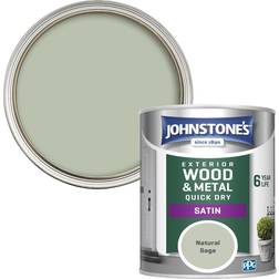 Johnstone's Exterior & Quick Dry Satin Sage Radiator Paint, Wood Paint Natural Sage 0.75L