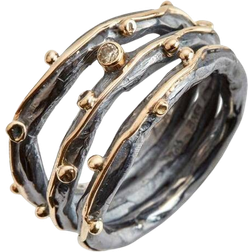 ByBirdie Zeus Tribeca-1 Ring - Black/Gold/Diamond