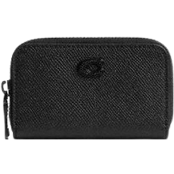 Coach Small Zip Around Card Case - Crossgrain Leather/Black