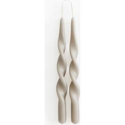 H&M 2-Pack Spiral Taper Candles Beige Candle