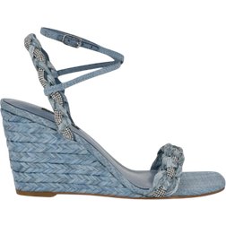 Nine West Women's Nashy Woven Embellished Wedge Sandals - Blue