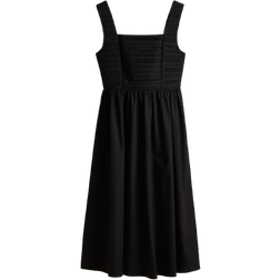 H&M Pintucked Flared Skirt Dress - Black