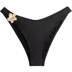 New Look Flower Detail Bikini Bottoms - Black