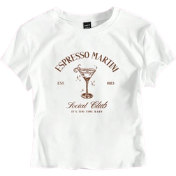 Shein Womens Summer YK Cocktail Espresso Martini Cropped TShirt