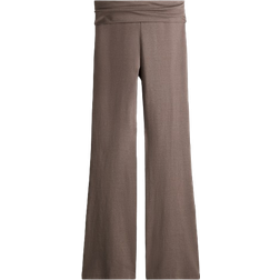 H&M Flared Jersey Trousers - Dark Greige