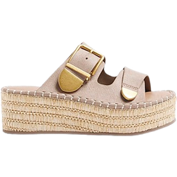River Island Buckle Platform Wedges - Beige