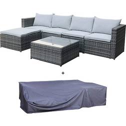 EVRE Grey Rattan Garden Furniture Miami Sofa Coffee Table Outdoor Lounge Set