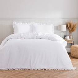 Dunelm Briona Frilled Edge & Pillowcase Set - Duvet Cover White
