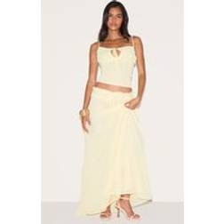 PrettyLittleThing Butter Yellow Chiffon Floaty Maxi Skirt