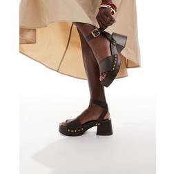 Bershka Studded Clogs - Brown