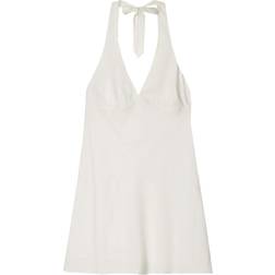 Bershka Halterneck Linen Mini Dress - White