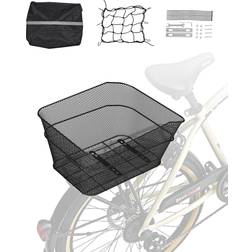 VEVOR Rear Bike Basket Wire Mesh Bicycle Basket with Cargo Net Waterproof Cover