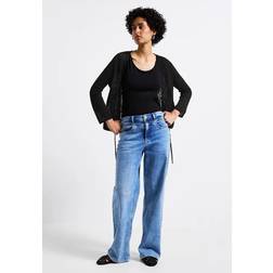 Street One Frauen Offene Ajour-Look Jacke - Schwarz