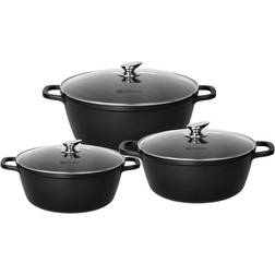 Sq Professional Nea Non-stick Aluminium Matte Black Cookware Set with lid 6 Parts