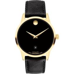 Movado Men's Museum Classic Swiss Automatic Black Leather Watch 40mm