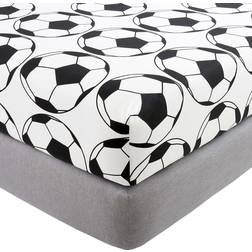Dunelm Football Pack of 2 Fitted Black/White Bed Sheet Black, White (190x90cm)