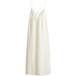 H&M Maxikjole Med Bindedetalje - Hvid