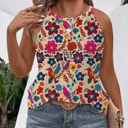 Shein Plus Size Floral Print Sleeveless Round Neck Tank Top & Camisole