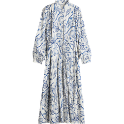 H&M Maxikleid Mit Stufenrock - Weiß