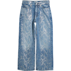 River Island Petite Relaxed Straight Snake Jeans - Blue
