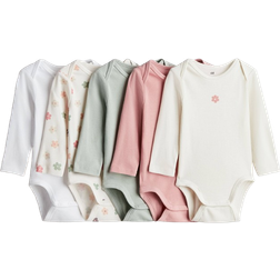 H&M Baby 5-Pack Long-Sleeved Bodysuits - Green