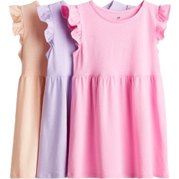 H&M Girls 3-Pack Jersey Dresses - Pink