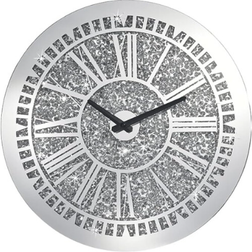 Jayogla Round Crushed Diamond Decor Silver Wall Clock 60cm