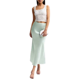 New Look Bias Cut Satin Midi Skirt - Light Blue