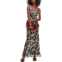 Topshop Built Up Double Layered Cowl Neck Maxi Dress - Mono Floral