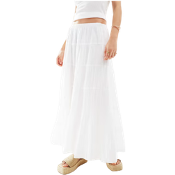 Bershka Cheesecloth Tiered Maxi Skirt - White