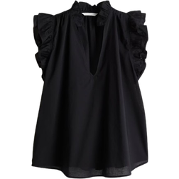 H&M Frill Trimmed Blouse - Black