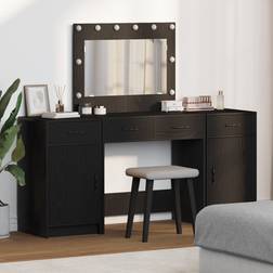vidaXL 3-Delt Makeupbord Sæt Med LED I Sort Toiletbord