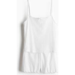 H&M 2-delat Set I Ribbad Trikå - Vit