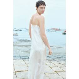 H&M Broderet Slip In-Kjole - Hvid