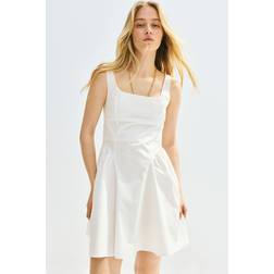 H&M Open-Back Cotton Poplin Dress - Hvid