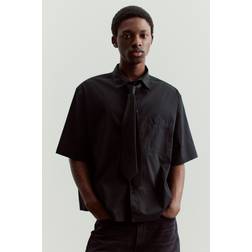 H&M Oversized Fit Short-sleeved Shirt - Black