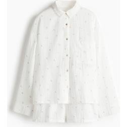H&M Pyjamas Med Skjorta Och Shorts - Vit/Blommig