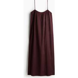 H&M Crinkled Kjole Med Smalle Stropper - Rød