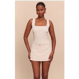 PrettyLittleThing Beige Woven Belt Detail Skort Playsuit - Camel
