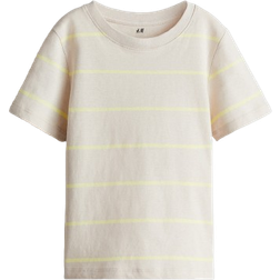 H&M Cotton T-shirt - Light Beige/Striped (0611503100)