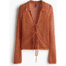 H&M Hulstrikket Top Med Bindebånd - Orange