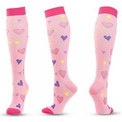 Strumpexperten Stödstrumpa Pink with harts Nr 84